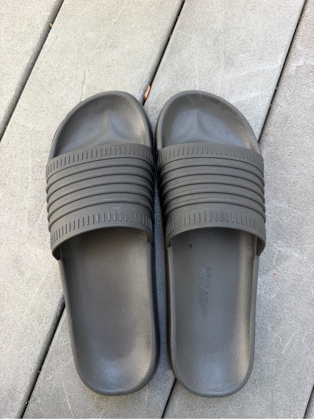 Classic Black Slide Sandals - Ribbed Strap